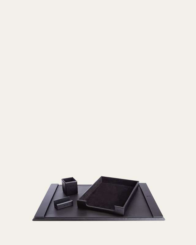 Monogrammed Leather Executive Desk Blotter & Accesory Set